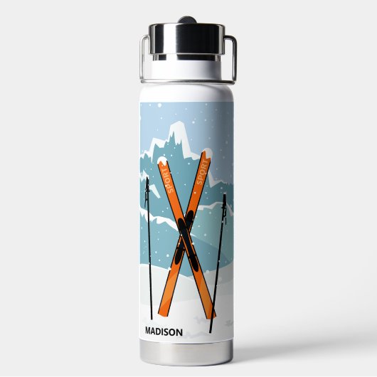 Winterski-individuelle Name Trinkflasche (Hinten)
