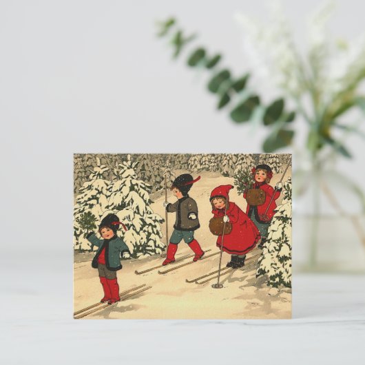 Winterski Postkarte (Stehend Vorderseite)