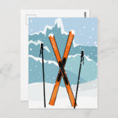 Winterski-Postkarte Postkarte (Vorne/Hinten)