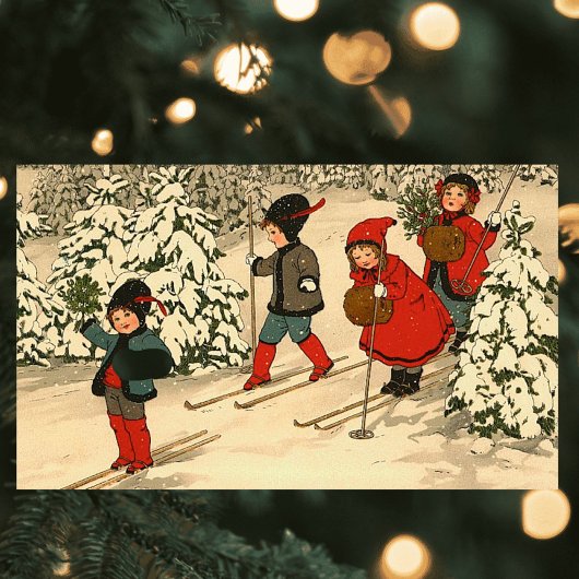 Winterski Rechteckiger Aufkleber