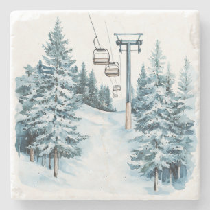 Winterski Schnee Steinuntersetzer