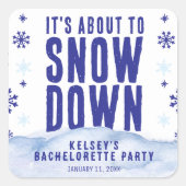 Winterski Schneeflocken Junggeselinnen-Abschied Quadratischer Aufkleber (Vorderseite)
