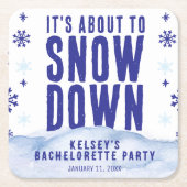 Winterski Schneeflocken Junggeselinnen-Abschied Rechteckiger Pappuntersetzer (Vorderseite)