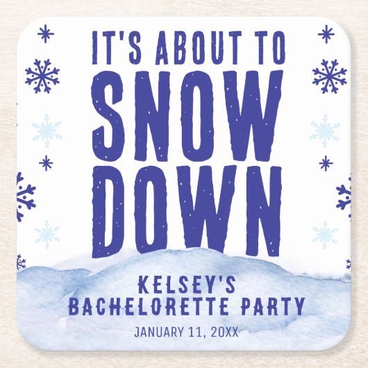 Winterski Schneeflocken Junggeselinnen-Abschied Rechteckiger Pappuntersetzer (Vorderseite)