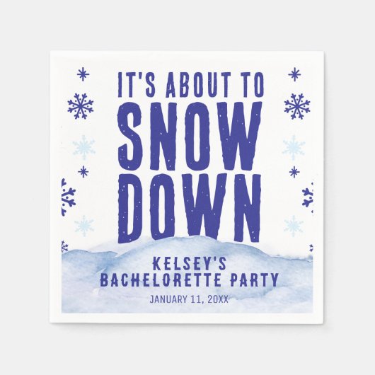 Winterski Schneeflocken Junggeselinnen-Abschied Serviette (Vorderseite)