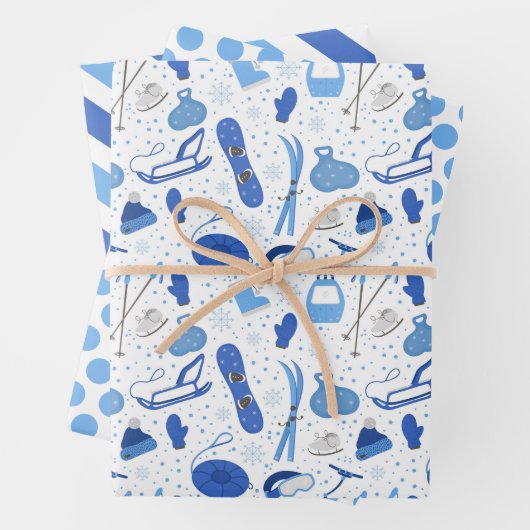Winterski Snowboard Wrapping Paper Set 3 Geschenkpapier Set (Beispiel)