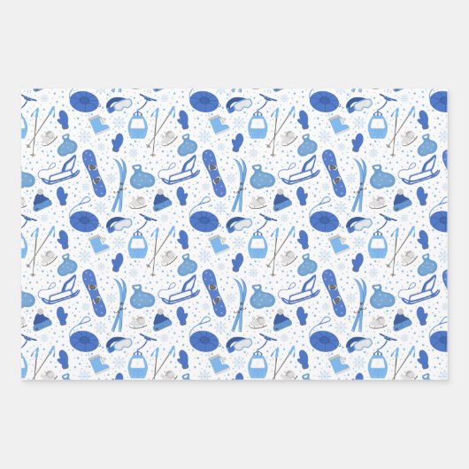 Winterski Snowboard Wrapping Paper Set 3 Geschenkpapier Set (Vorderseite)