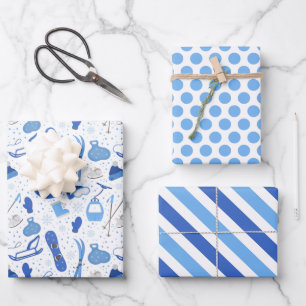 Winterski Snowboard Wrapping Paper Set 3 Geschenkpapier Set