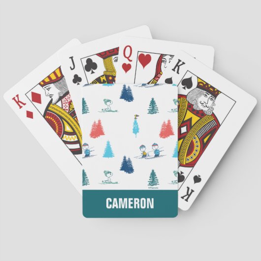 Winterskifahren der Pisten Muster Playing Cards Spielkarten (Rückseite)