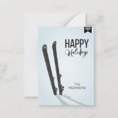 Winterskifahren glückliche Ferien Mini-Karte Mitteilungskarte (Vorderseite)