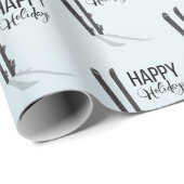 Winterskifahren glückliche Ferien Wrapping Papier Geschenkpapier (Rolleneckpunkt)