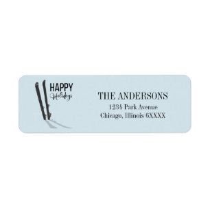 Winterskifahren - Happy Holidays - Adressetikett