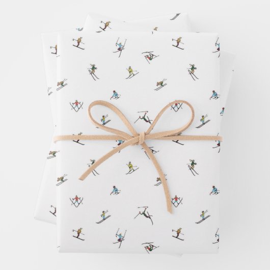 Winterskifahrer im Action-Muster Geschenkpapier Set (Beispiel)