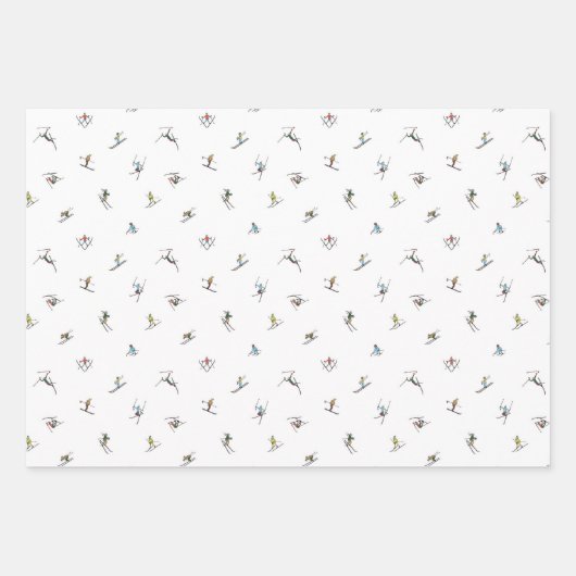 Winterskifahrer im Action-Muster Geschenkpapier Set (Vorderseite)