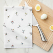 Winterskifahrer im Action-Muster Geschirrtuch (Viertel Falte)