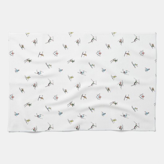 Winterskifahrer im Action-Muster Geschirrtuch (Horizontal)