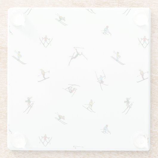 Winterskifahrer im Action-Muster Glasuntersetzer (Rückseite)