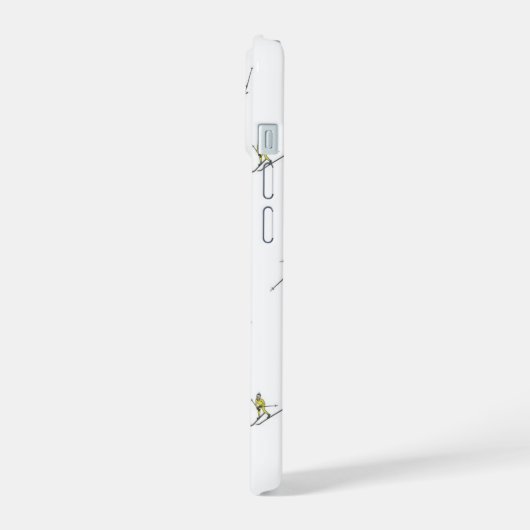 Winterskifahrer im Action-Muster iPhone 15 Hülle (Linke Seite)