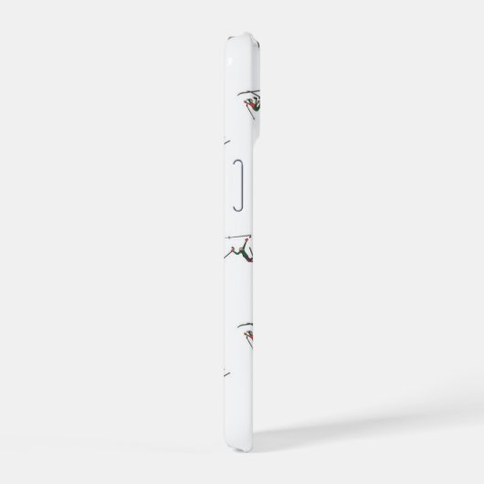 Winterskifahrer im Action-Muster iPhone 15 Hülle (Rechte Seite)