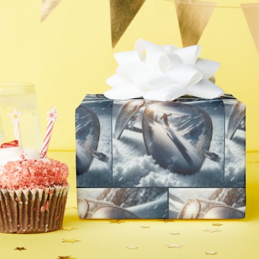 Winterskifahrer in Sonnenbrillen Reflektion Geschenkpapier (Geburtstagsparty)