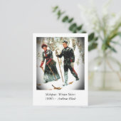 Winterskifahrer Postkarte (Stehend Vorderseite)