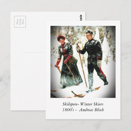 Winterskifahrer Postkarte (Vorne/Hinten)