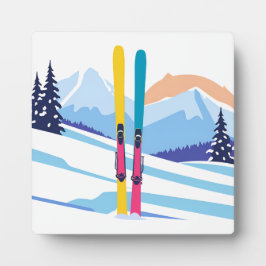 Winterskigebirge Fotoplatte