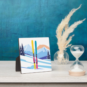 Winterskigebirge Fotoplatte