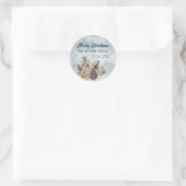 Winterskript Frohe Weihnachtskiefern Blumenkogel Runder Aufkleber (Tasche)