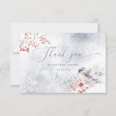 Wintersnoflakes staubblaue Babydusche Danke Karte (Vorderseite)
