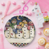 Wintersnowman-Familien-Weihnachtspapier-Teller Pappteller (Party)