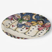 Wintersnowman-Familien-Weihnachtspapier-Teller Pappteller (Schrägansicht)