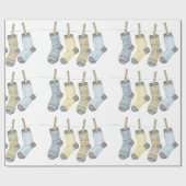 Wintersocken, die an der Linie hängen, Aquarell Geschenkpapier (Flach)