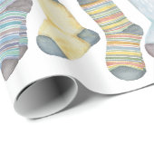 Wintersocken, die an der Linie hängen, Aquarell Geschenkpapier (Rolleneckpunkt)