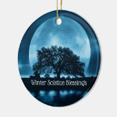 Wintersolstice Eichenbaum und großer Vollmond Keramik Ornament (Links)