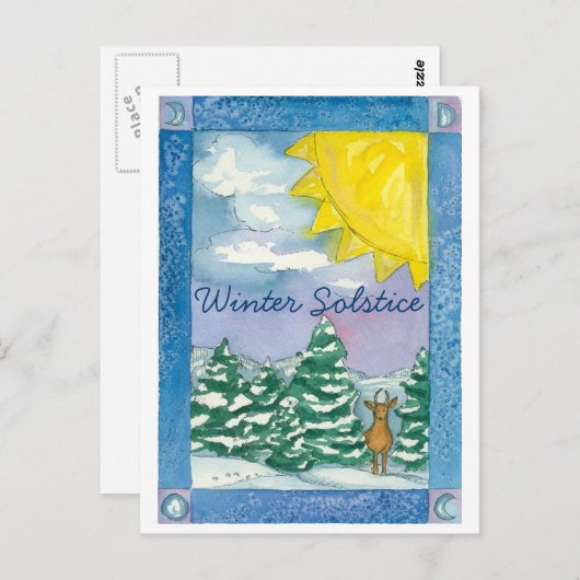 Wintersolstice Hirschschschneewald Landschaft Postkarte (Vorne/Hinten)