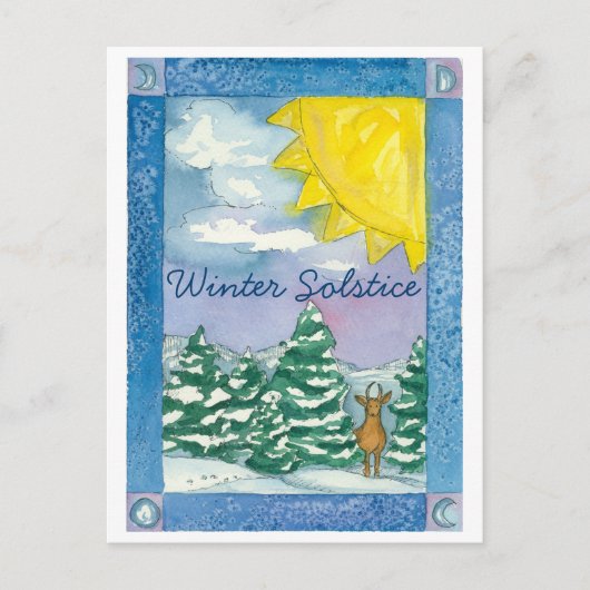 Wintersolstice Hirschschschneewald Landschaft Postkarte (Vorderseite)