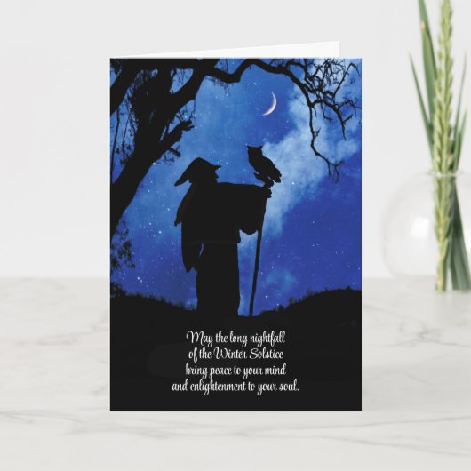 Wintersolstik Weihnachten Mystisch mit Eule und Mo Karte (Vorderseite)