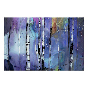 Wintersong im Birkenwald Poster