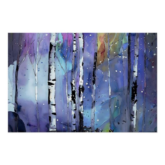 Wintersong im Birkenwald Poster (Vorderseite)