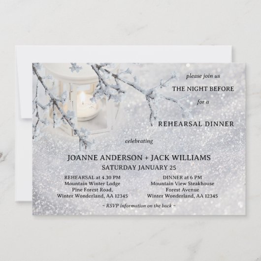 Wintersonnabendessen in Laternengebirge Probe Einladung (Vorderseite)