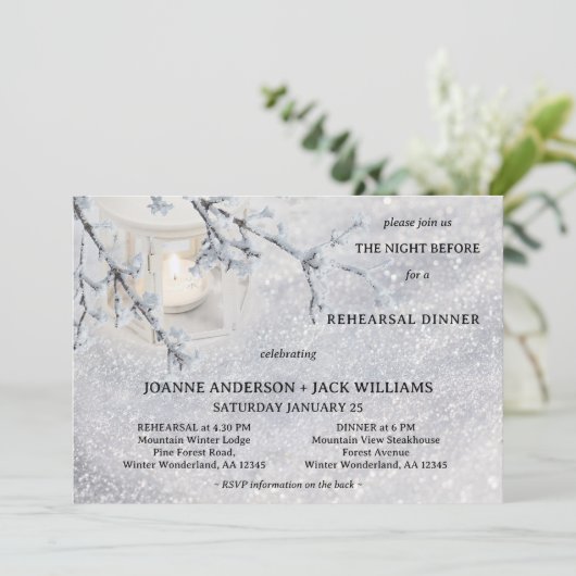 Wintersonnabendessen in Laternengebirge Probe Einladung (Stehend Vorderseite)