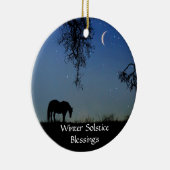 Wintersonne auf Pferd und Mond Keramik Ornament (Rechts)