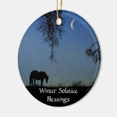 Wintersonne auf Pferd und Mond Keramik Ornament (Links)