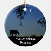 Wintersonne auf Pferd und Mond Keramik Ornament (Hinten)