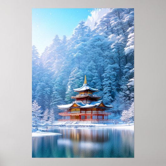Wintersonne im japanischen Tempel Poster (Vorne)