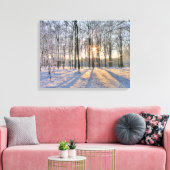 Wintersonne im Schneewald Leinwanddruck (Insitu (Wohnzimmer))