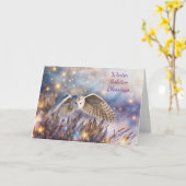 Wintersonne Magisches Weißes Owl-Weihnachten Karte (Gelbe Blume)