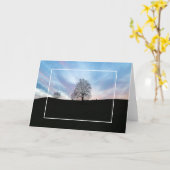 Wintersonne mit bläulichem Himmel, Bäume und Pferd Karte (Gelbe Blume)