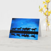 Wintersonne mit Pferden und Nachtisch Karte (Gelbe Blume)